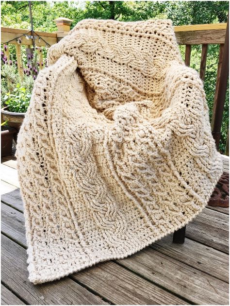 Crochet Celtic, Motifs Afghans, Blanket Afghan, Crochet Afghan Patterns Free, Crocheted Blanket, Confection Au Crochet, Crochet Cable, Knitted Blanket, Crochet Simple