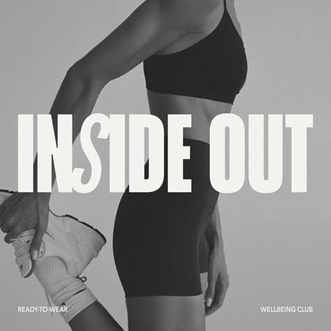 INSIDE OUT / brand identity Wellness Graphic Design Inspiration, Sports Brands Logo, Activewear Logo Branding, Health Club Logo, Activewear Branding Design, Fitness Business Photoshoot, Fitness Brand Photoshoot, Sports Club Branding, Sporty Graphic Design