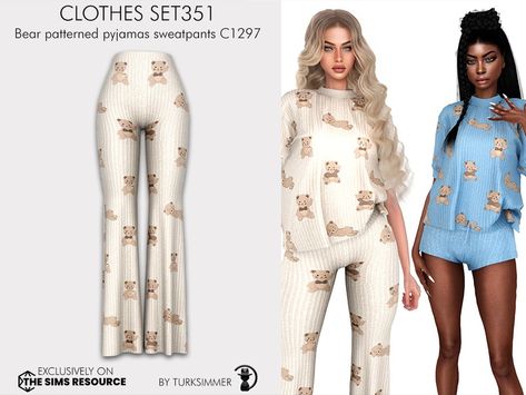 The Sims Resource - Clothes SET351 - Bear patterned pyjamas sweatpants C1297 Sims 4 Mods Pjs, Sims 4 Cc Pajama Set, Sims 4 Cc Clothes Pajamas, The Sims 4 Cc Sleepwear, Street Wear Sims 4 Cc, Lynxsimz Sims 4 Cc, Sims 4 Cc Pandasama, Sims 4 Cc Clothes Bodysuit, Sims 4 Pj