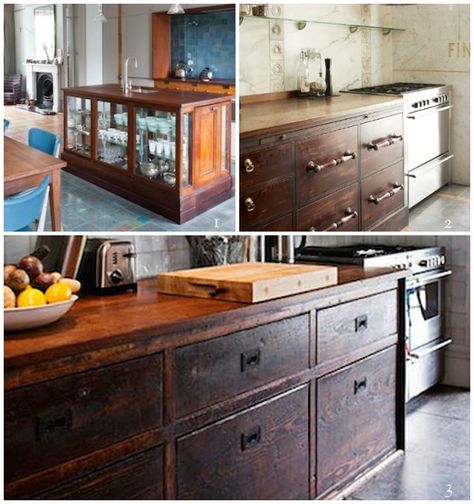 Reclaimed Kitchen Island, Reclaimed Kitchen, Repurposed Kitchen, Traditional Kitchen Island, Rustic Kitchens, Butcher Block Island Kitchen, Butcher Block Kitchen, Kabinet Dapur, Diy Kitchen Remodel