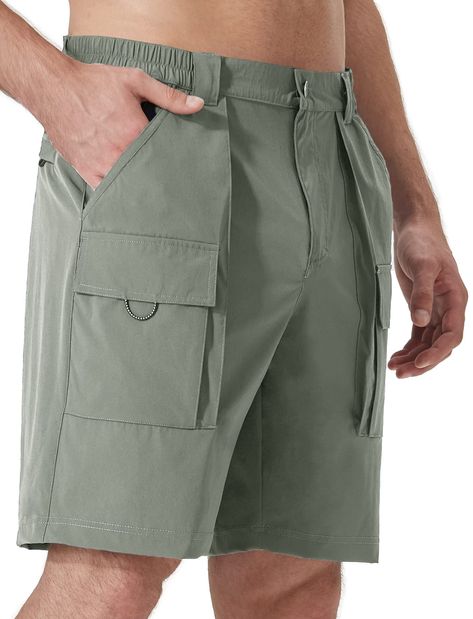 PRICES MAY VARY. Material & Performance: Made from breathable stretch fabric, Cargo shorts for men is quick drying, lightweight, water resistant, and wrinkle-resistant for summer outdoor activities. Multi Pockets: Mens shorts have 5 pockets, 2 slash pockets, 2 cargo flap pockets, and a back zipper pocket. Great for safely storing your cell phone, wallet, tools and other items in an enclosed pocket during outdoor hiking or casual work. Sun Protection: Mens golf shorts offer excellent protection w Wallet Tools, Cargo Shorts For Men, Hiking Shorts, Cargo Shorts Men, Mens Cargo, Fish Camp, Mens Golf, Casual Work, Work Travel