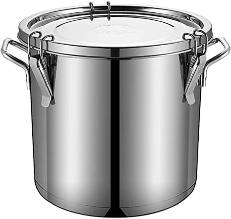 Stockpots Large Stock Pot, 304 Stainless Steel Sealed Bucket, Sealed Jar with Lid, High Temperature Resistance, Suitable for All Stoves (Color : Silver, Size : 35cm35cm(33L)) Salwar Neck Designs, Induction Cookware, Stainless Steel Pans, Stock Pots, Cookware Set Stainless Steel, Silver Bowl, Pots And Pans Sets, Edible Oil, Stainless Steel Cookware