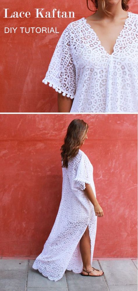 Kaftan Pattern Diy, Diy Kaftan Dress, Kaftan Diy, Beach Outfits Women Dresses, Kaftan Dress Pattern, Beach Dresses Diy, Swimsuit Coverup Pattern, Beach Coverup Pattern, African Swimwear