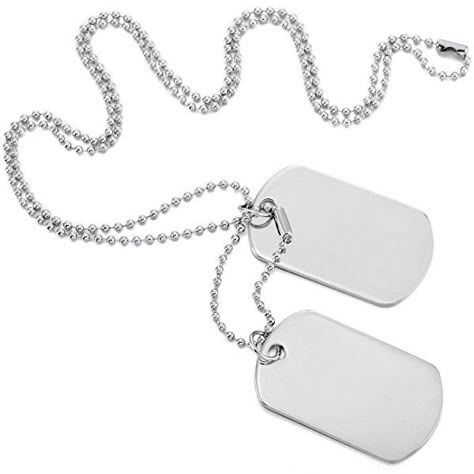 www.amazon.com Silver-Alloy-Pendant-Necklace-Double dp B010HDP6CG ref=sr_1_3?s=apparel&ie=UTF8&qid=1454522150&sr=1-3&nodeID=7147441011&keywords=dog+tags&tag=polyvore006-20 Army Dog Tags, Estilo Kylie Jenner, Army Gifts, Dog Tag Pendant, Necklaces Silver, Pendant Necklace Silver, Jewelry Pendants, Chatelaine, Black Chain