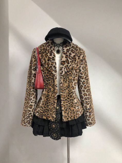 SHEIN Sweetro Women's New Autumn/Winter Leopard Print Lapel Rabbit Fur Jacket, VintageI discovered amazing products on SHEIN.com, come check them out! Leopard Fur Coat Outfit, Leopard Print Jacket Outfit, Print Jacket Outfit, Leopard Coat Outfit, Leopard Print Fur Coat, Fur Jacket Outfit, Leopard Fur Coat, Fur Outfit, Fur Coat Outfit