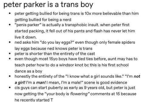 Ftm Peter Parker, Trans Spiderman Fanart, Trans Peter Parker Headcanon, Peter Parker Trans, Peter Parker Headcanon, Loki And Peter Parker, Trans Spiderman, Trans Peter Parker, Peter Parker Mcu