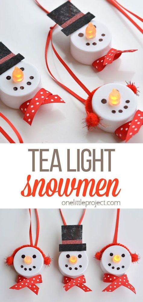 Easy Diy Christmas Crafts, Tea Light Snowman, Crafts To Try, Diy Christmas Crafts, Diy Christmas Decorations, Homemade Holiday, Snowman Ornament, Navidad Diy, Snowman Crafts