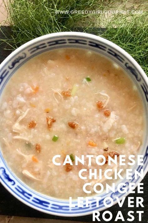 Too much roast chicken left from Sunday lunch? Turn it into this warm and comforting Asian congee! Chicken Congee Recipe, Jook Recipe, Asian Thanksgiving, Asian Chicken Breast Recipes, Chinese Congee, Soya Sauce Chicken, Chicken Congee, Congee Recipe, Leftover Roast Chicken