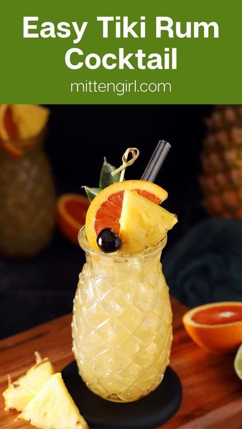 Mai Tai Drink Recipe, Tiki Drinks Cocktails, Tiki Drinks Recipes, Fancy Cocktails Recipes, Snack Pairings, Orange Juice Drinks, Tiki Cocktail, Malibu Rum, Tiki Drinks