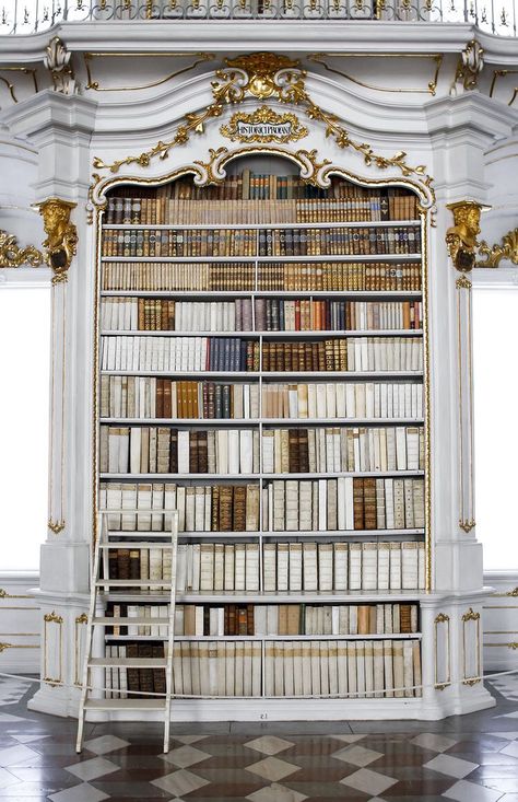 Admont Austria, Home Library Aesthetic, Dream Library, Beautiful Library, Library Aesthetic, A Ladder, Home Libraries, Library Design, House Goals