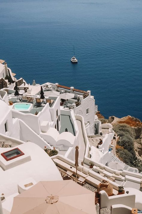 Santorini to Milos | Best Way to Get From Santorini to Milos - SSW. Oia Santorini Greece, Cave Hotel, Oia Santorini, White Building, Cyclades Islands, Charter Boat, Castle Ruins, Santorini Greece, Island Hopping