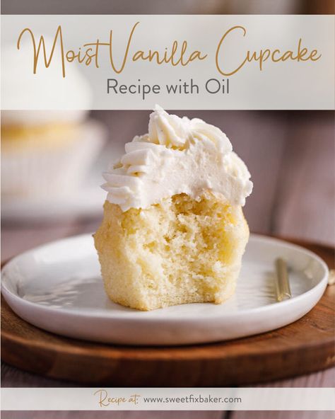 Introducing our mouthwatering moist Vanilla Cupcake Recipe with oil! You're in for a treat if you're craving a batch of irresistibly moist and fluffy vanilla cupcakes. The secret ingredient? Oil! #bestvanillacupcakerecipe #MoistVanillaCupcakeRecipewithOil #moistvanillacupcakes Vanilla Cupcake Recipe With Oil, Vanilla Cake Recipe With Oil, Moist Vanilla Cupcake Recipe, Fluffy Vanilla Cupcake Recipe, Fluffy Vanilla Cake Recipe, Moist Cupcake Recipes, Best Vanilla Cupcake Recipe, Fluffy Vanilla Cupcakes, Homemade Vanilla Cupcakes