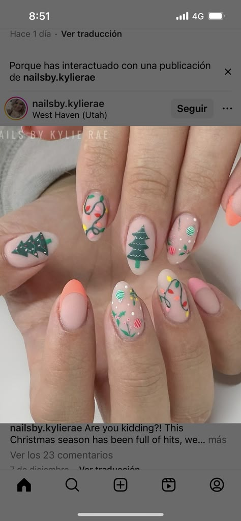 Pastel Christmas Nails, Pink Christmas Nails, Christmas Winter Nails, Nail Designs Colors, Western Nails, Cute Peach, Nails Pastel, Winter December, December Christmas