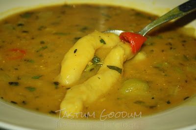 Tastum Goodum: Dhal Dumpling (Split Pea Soup with Dumplings) Belizean Recipes, Soup With Dumplings, Yellow Split Pea Soup, Bagel Recipe Easy, Stew Peas, Trinidadian Recipes, Caribbean Foods, Guyanese Recipes, Island Recipes