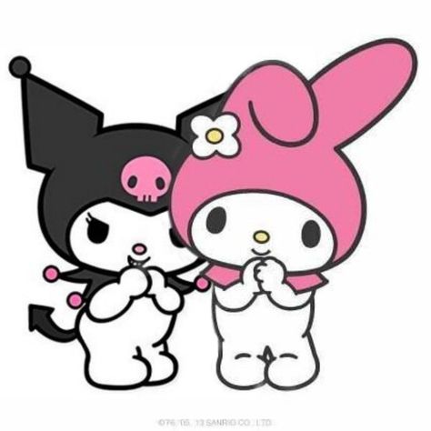 Kurumi And My Melody, Sanrio My Melody Icon, Kurumi Y Melody, Melody Drawing, Kurumi Hello Kitty, Sanrio My Melody And Kuromi, Kuromi Drawing, May Melody, Duo Drawing