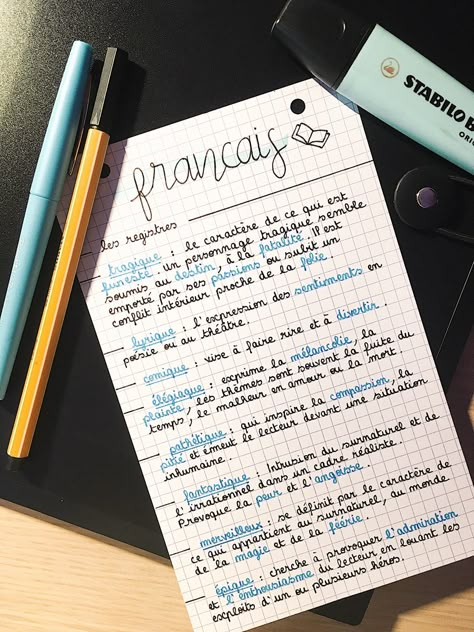 #français #fiches #aesthetic #lycée Revision Aesthetic, Revision Motivation, How I Take Notes, Note Taking Strategies, School Organisation, French Flashcards, Study Mode, Bullet Journal Notes, School Organization Notes