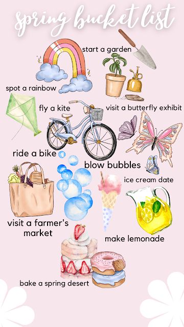 Spring Bucket List Spring To Do, Spring Bucket List Aesthetic, Spring Widgets, Spring List, Spring Reset, Spring Vision Board, Spring Energy, Family Night Activities, Summer Activities For Toddlers