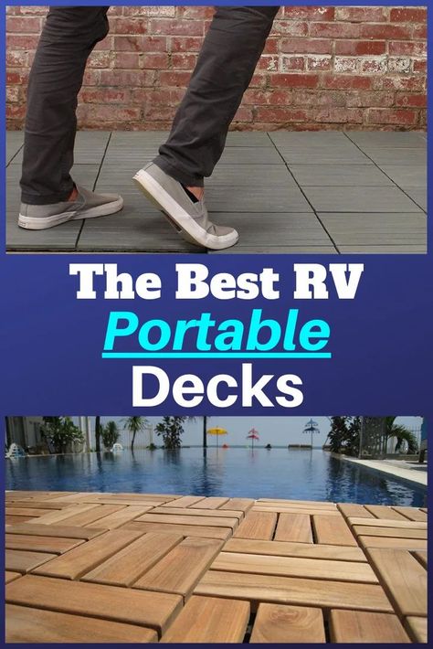 Don’t stress over choosing a new RV portable deck - we have you covered. This is a complete round-up of this year’s top models. Cheap Deck Ideas, Deck Alternatives, Portable Deck, Water Drainage System, Rv Campsite, Outdoor Deck Tiles, Interlocking Tile, Deck Tiles, Deck Tile