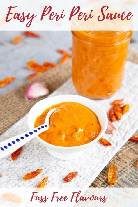 Homemade Nandos, Piri Piri Sauce Recipe, Peri Peri Sauce Recipe, Diy Sauces, Barbecue Dishes, Piri Piri Sauce, Marinate Chicken, Basting Sauce, Peri Peri Sauce