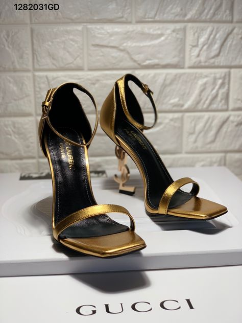 Gold platform heels