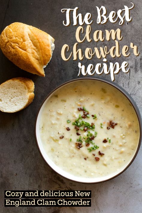 Warm up with our comforting and delicious clam chowder recipe! Perfect for a cozy night in 🍲 #ComfortBowl #ClamChowder #Delicious #seafood Clam Chowder Recipe New England Instapot, Clam Chowder Recipe Instant Pot, Home Made Clam Chowder, Easy Clam Chowder Recipe Simple, Clear Clam Chowder Recipe, Claim Chowder Recipe, Clam Chowder Recipe Crock Pot, Clam Chowder With Canned Clams, Razor Clam Chowder