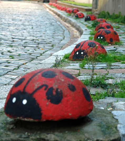 ladybugs Ladybug Outdoor Decor, Ladybug Picnic, Ladybug Garden, Ladybug Crafts, The Ladybug, Ladybug Party, Concrete Crafts, Lady Bugs, Concrete Projects