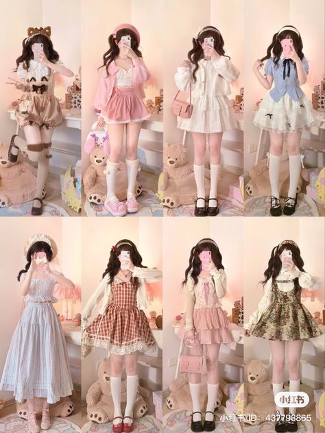 Japanese Kawaii Outfits, Cute Japan Outfits, Kawaii Cottagecore Outfits, Kawaii Outfit Inspo Soft, Cute Douyin Outfits, Pastel Japanese Fashion, Japanese Cottagecore Fashion, Japan Cute Outfit, Japanese Cute Fashion