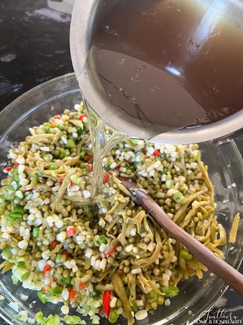 Green Bean And Pea Salad, Peas Corn Green Bean Salad, Nana’s Marinated Pea Salad, Marinated Pea Salad, Marinated Green Bean Salad, Best Pea Salad Ever, Corn And Pea Salad, Shoepeg Corn Salad Recipe, Green Bean Salad Cold