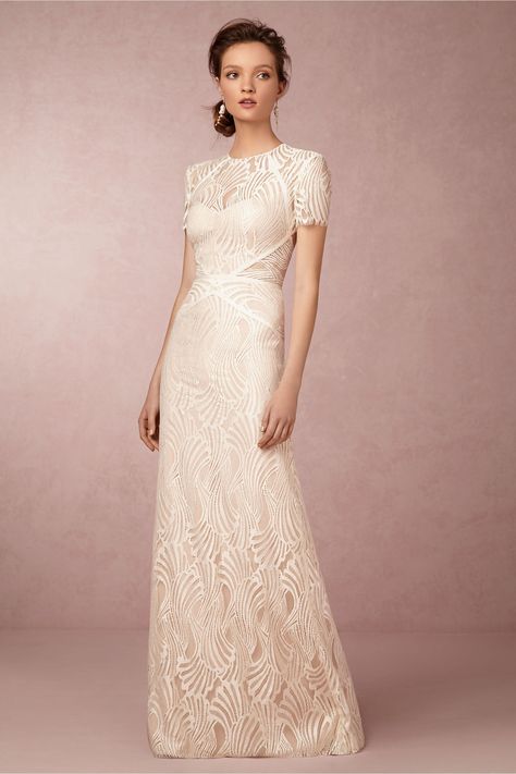 Beilin Gown Lace Wedding Dresses for Spring 2015 at BHLDN | Dress for the Wedding Over 40 Wedding Dresses, Vintage Sheath Wedding Dress, Dress Necklines, Retro Wedding Dresses, Summer Wedding Shoes, Bhldn Wedding Dress, Bhldn Dresses, Bhldn Dress, Spring Wedding Dress