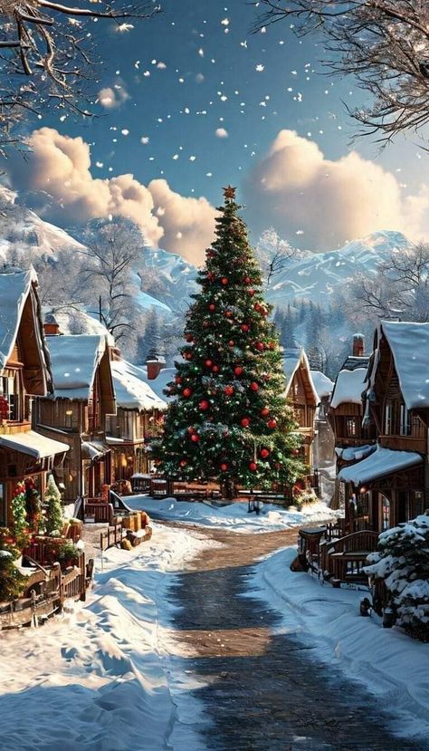 Whimsical Pictures, Trisha Romance, Xmas Wallpapers, Thomas Kinkade Christmas, Winter Christmas Scenes, Beautiful Christmas Scenes, Christmas Decorations Apartment, Merry Christmas Gif, Merry Christmas Background