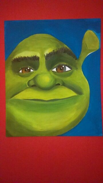 Shrek on canvas Shrek Painting, Shrek Jr, Shrek Funny, Artwork Portfolio, Friend Canvas, Paint Night, Paintings Art, Shrek, Diy Canvas Art