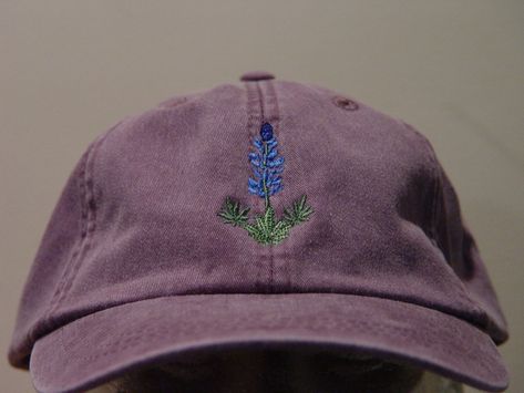 Embroidered Bluebonnet, Sunflower Hat, Texas Bluebonnets, How To Wash Hats, Camp Style, Cap Patterns, Garden Gift, Annual Flowers, Embroidery On Clothes