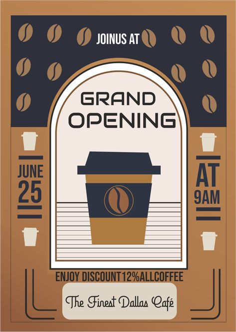 Ads Design Layout, Cafe Opening Poster, Opening Banner Design, Earthy Cafe, Coffee Shop Poster Design, Cafe Advertising, Moonlight Poster, Coffee Signage, Advertisement Layout