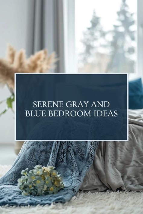 Inspiration for serene gray and blue bedroom design featuring cozy color combinations to create a peaceful living space. Blue Gray Brown Bedroom, Blueish Gray Bedroom, Slate Blue Decor, Bluish Gray Bedroom, Chambray Bedroom, Slate Blue Bedroom Ideas, Blueish Gray Aesthetic, Gray And Navy Bedroom, Blue Minimalist Bedroom