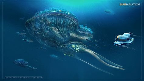 Subnautica: Reefback, Pat Presley on ArtStation at https://www.artstation.com/artwork/Oogay Subnautica Creatures, Subnautica Concept Art, Underwater City, Monster Characters, Alien Creatures, Alien Worlds, Science Fiction Art, Sea Monsters, Ocean Creatures