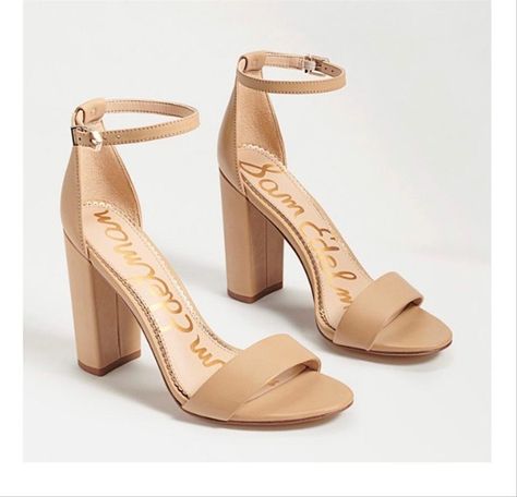 Black Block Heel Sandals, Snake Heels, Sam Edelman Heels, Block Sandals, Perfect Heels, Beige Heels, Beautiful Sandals, Bridesmaid Shoes, Tan Heels