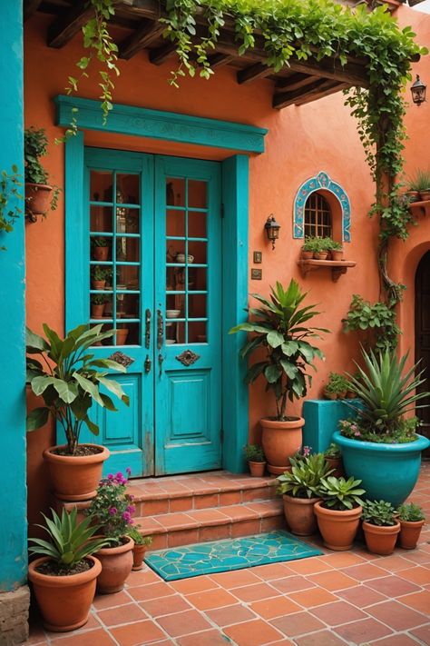 20 Mexican Patio Ideas – ToolzView Hacienda Style Porches, Mexican Home Inspiration, Mexican Brick House, Mexican Style Homes Exterior, Mexican Outdoor Decor Patio, Mexico House Mexican Style, Mexican Garden Hacienda Style, Hacienda Style Patio, Patio Mexicano