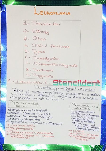 STENCILDENT : LEUKOPLAKIA - oral medicine notes Oral Pathology Notes, Epidermolysis Bullosa, Dental Nurse, Lichen Planus, Dental Hygiene Student, Oral Pathology, Soft Palate, Medicine Notes, Dental Anatomy