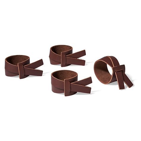 Napkin Rings Diy, Bottle Carrier, Ottoman In Living Room, Napkin Ring, Room Board, Dining Room Kitchen, Leather Projects, Clever Design, Kitchen Linens