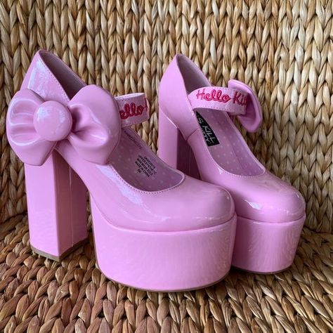 ً on Twitter: "Hello Kitty platforms… " Dollskill Shoes, Mary Jane Platforms, Dolls Kill Shoes, Hello Kitty Shoes, Pink Platform, Dr Shoes, Cute Shoes Heels, Pink Platforms, Kawaii Shoes