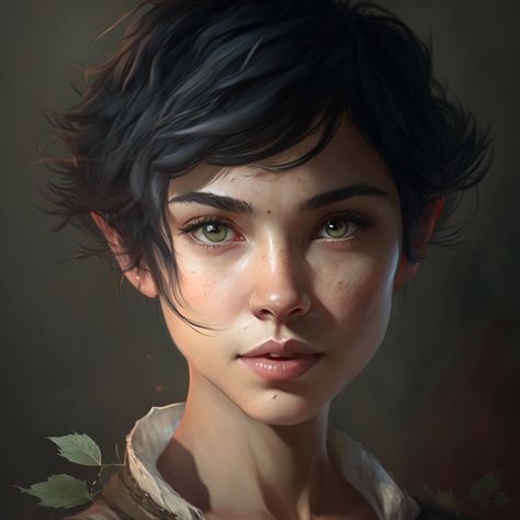 Black Hair Pixie Cut, Brown Hair Short, Brown Hair Male, Female Book Characters, Brown Hair Female, Brown Pixie, Black Pixie Cut, Elf Hair, Brown Pixie Cut