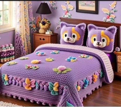 Bedsheets Designs, Crochet Bedsheets, Crochet Blanket Pattern Easy, Art Crochet, Cat Crochet, Artistic Furniture, Crochet Bedspread Pattern, Crochet Pillow Cover, Crochet For Beginners Blanket