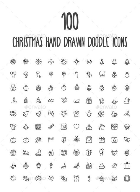 A set of over 100 beautiful christmas hand drawn doodle icons!  Whats included?  - 1 AI File  - 1 EPS File  - 1 PDF File  - 1 CSD Doodle Icons, Drawn Icons, Zestaw Ikon, Doodle Tattoo, Hand Drawn Icons, Christmas Doodles, Doodle Icon, Vector Sketch, Bullet Journal Art