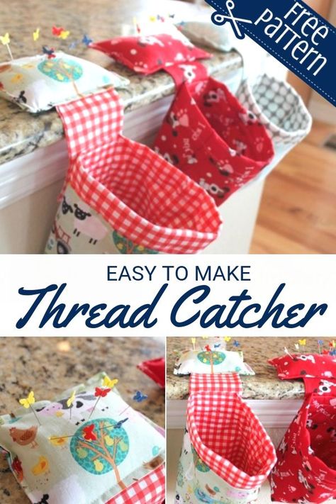 Free Thread Catcher Tutorial with pin cushion | Sewing with Scraps #freesewingpattern #sewingpattern Thread Catcher Pattern, Sewing With Scraps, Butterfly Quilts, Cushion Sewing, Thread Catcher, Tutorial Sewing, Jeans Ideas, Pin Cushions Patterns, Sewing Machine Projects