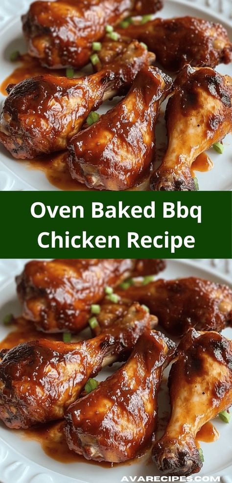 Discover a simple and scrumptious Oven Baked BBQ Chicken Recipe that elevates your dinner ideas. Enjoy tender chicken coated in zesty BBQ sauce, making it a hit with kids and adults for any occasion. Oven Dinner Recipes Easy, Oven Baked Barbeque Chicken, Bbq Chicken Bake, Dinner Ideas For Parties, Baked Barbeque Chicken, Chicken Bake Recipes, Oven Barbecue Chicken, Baked Bbq Chicken Recipes, Oven Bbq Chicken