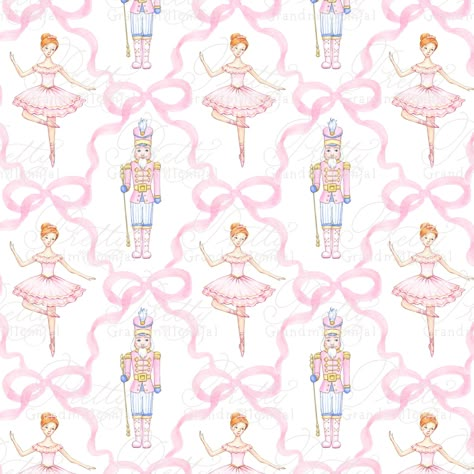 Nutcracker Background Iphone, Ballerina Christmas, Nutcracker Pattern, Christmas Ballerina, Nutcracker Ballet Wallpaper Iphone, Nutcracker Christmas Aesthetic, Nutcracker Background, Sugarplum Fairy Aesthetic, Christmas Pattern Design