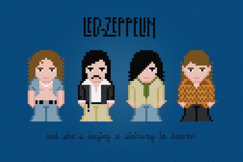 Led Zeppelin Pixel Art, Geek Cross Stitch, Blue October, Stitch Book, Perler Patterns, Perler Bead Art, Modern Cross, Modern Cross Stitch, Cross Stitch Art