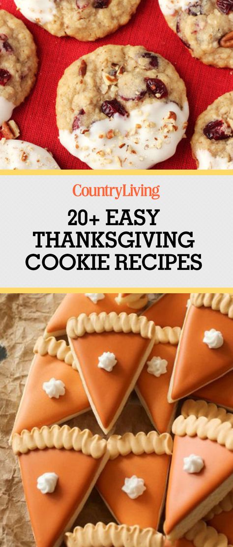 Fill your home this season with the aromas of oatmeal, pumpkin, and butterscotch thanks to these Thanksgiving cookie recipes. Cookie Turkey, Thanksgiving Cookie Recipes, Easy Thanksgiving Cookies, Holiday Baking Thanksgiving, Cookie Recipes Thanksgiving, Oatmeal Pumpkin, Dessert Thanksgiving, Weight Watcher Desserts, Thanksgiving Cookies