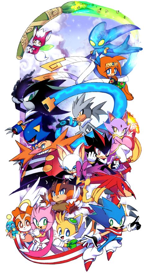 Sonic Skyline//1st Anniversary by Drawloverlala on DeviantArt Sonic Skyline, Sonic Wallpaper, Sonic And Tails, Sonic Mania, Sonic Heroes, Silver The Hedgehog, Sonic Friends, Sonic Fan Characters, Sonic Franchise