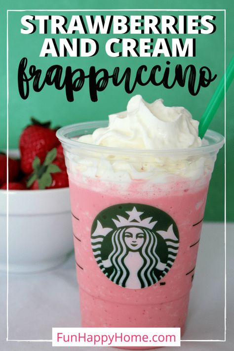 Strawberry And Cream Frappe Starbucks, Costa Drinks, Strawberry Frappuccino Recipe, Starbucks Strawberries, Starbucks Strawberry Frappuccino, Starbucks Frappe, Starbucks Frappuccino Recipe, Nails Ombré, Frappuccino Starbucks